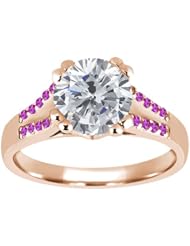 1.20 Ct Round H/I Diamond Pink Sapphire 14K Rose Gold Ring