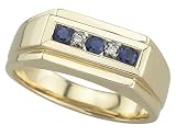 14K Yellow Gold Man's Sapphire and Diamond Ring