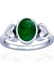 18K White Gold Oval Cut Emerald Womens Astrological Ring