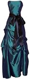 Strapless Taffeta Bridesmaid Prom Holiday Formal Gown Long Dress Junior Plus Size, 2X, Emerald-Green