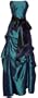 Strapless Taffeta Bridesmaid Prom Holiday Formal Gown Long Dress Junior Plus Size, Small, Emerald-Green