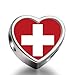 J.Charm Switzerland flag Heart Photo Charms Beads bead DIY