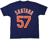 YOUTH Size Medium (10-12) MLB New York Mets Blue Santana 57 Jersey T-shirt