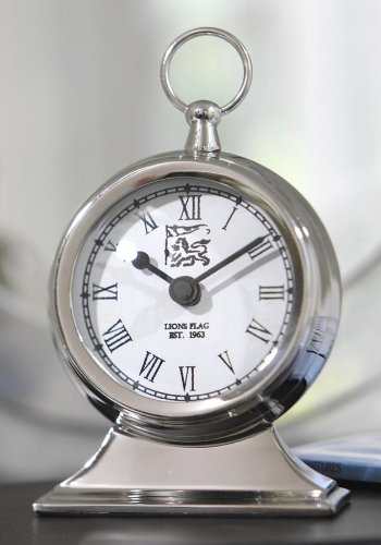 Zodax Regatta Lion's Flag Polished Nickel Table Clock