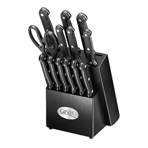 Ginsu 4814 14-Piece Bakelite Knife Set with Block, Black