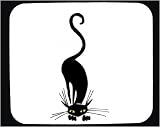 Mouse Pad with cat, silhouette, whiskers, playing, black