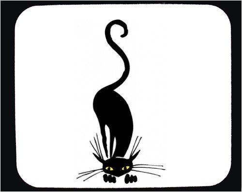Mouse Pad with cat, silhouette, whiskers, playing, black