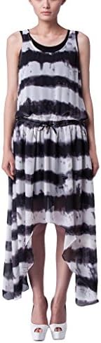 Parabuy Women's Drawstring Closure Tank Striples Chiffon Sundress, White, One Size