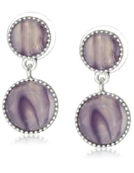 NINE WEST VINTAGE AMERICA "Hidden Gem" Worn Silver and Purple Double Drop Earrings
