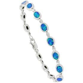 7 1 4 Synthetic Opal Oval Link Bracelet 1 4 (6 mm) Wide by Sabrina Silver