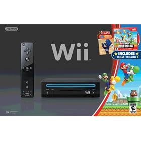 Wii Console with New Super Mario Bros. Bundle - Black: Video Games