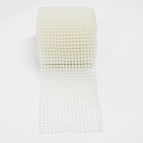 Blinggasm® 4.5" X 5 Yards Pearl Mesh Roll, Choose Size: 5mm-18 Rows, 9mm-12 Rows (5mm-18 Rows)