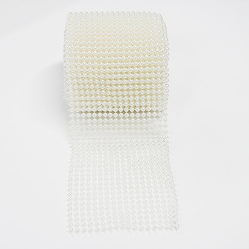 Blinggasm® 4.5" X 5 Yards Pearl Mesh Roll, Choose Size: 5mm-18 Rows, 9mm-12 Rows (5mm-18 Rows)