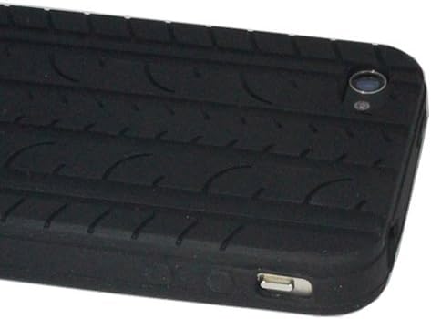 ASleek Black Tire Treads Soft Silicone Rubber Skin Case Cover for Apple iPhone 4 & 4S