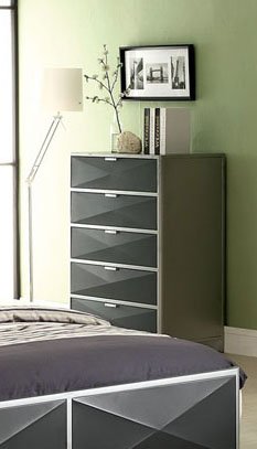 Furniture of America CM7163C 5 Drawer Largo Chest - Silver and Dark Gray