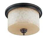 Nuvo Lighting 60/3851 Lucern Flush Dome with Saddle Stone Glass, Patina Bronze