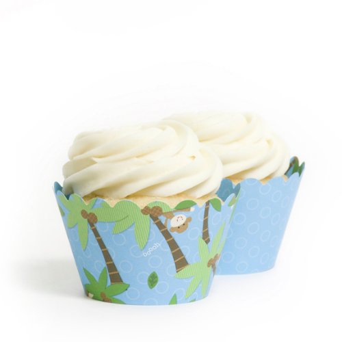 Dress My Cupcake Island Monkey Reversible Birthday Cupcake Wrappers, Set of 12