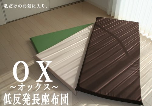 カバーリング式 ジャイアント 低反発長座布団 “オックス” 65x140x6cm【色：ブラウン】