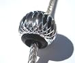 Murano Style Aluminum Bead Fits Pandora Black with Silver Ornamentation