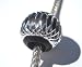 Murano Style Aluminum Bead Fits Pandora Black with Silver Ornamentation