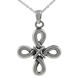 Sterling Silver Celtic Cross Infiinity Pendant with 18 inch Cable Chain