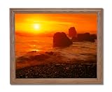 Ocean Beach Lake Sunset Landscape Home Decor Wall Picture Oak Framed Art Print