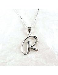 Sterling Silver Initial Charm Necklace, Letter R