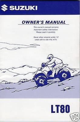 1998 SUZUKI ATV 4 WHEELER LT80 OWNERS MANUAL