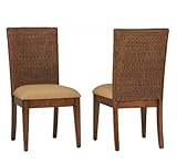 Set of 2 Dining Side Chairs with Paper Loom Back in Dark Brown Mahogany Fin ....