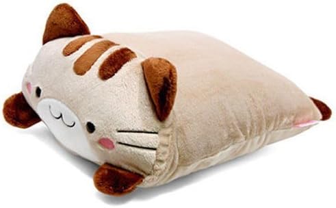 Mineco cat kitty Pillow Cushion plush toy doll cute kawaii great gift (rectangular : 12"/Brown)