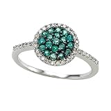 0.54 cttw Genuine Emerald and Diamond Ring by Effy Collection� in 14k White Gold Size 5