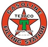 Texaco Gasoline Filling Station Round Retro Vintage Tin Sign
