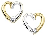 Diamond Heart Shape Earrings in Yellow Gold