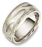 14 Karat Yellow Gold & Titanium 9mm Multi Texture Wedding Band