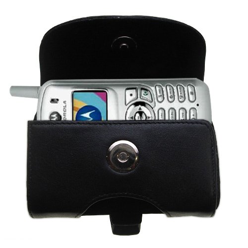 Horizontal Black Leather Case for the Motorola C353 with both a belt clip and loop option - a Gomadic design