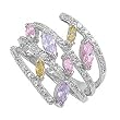 Multicolor CZ Ring - Sterling Silver - 20 mm x 4 mm, Sizes 5-9