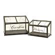 Set of 2 Metal and Clear Glass Table Top Solar Greenhouse Boxes
