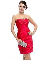 Strapless Short Sheath Natural   Waistline Satin Beaded Lace Ruched  Dress