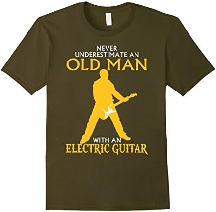Men's Men's Old Man With An Electric Guitar T Shirt  Medium Olive
