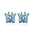 Sterling Silver Blue Topaz Butterfly Earrings