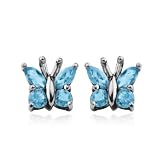 Sterling Silver Blue Topaz Butterfly Earrings