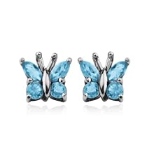 Sterling Silver Blue Topaz Butterfly Earrings