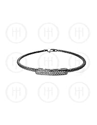 Sterling Silver -CZ Rhodium Plated Tri Colour Bangle - Black (BR-1059