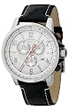 Gents DKNY Chrono Leather Strap Watch With White Dial
