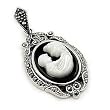 Marcasite and Onyx Mother Of Pearl Mother/Son Pendant