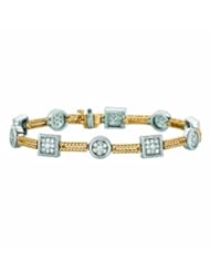 1.5 Ct Diamond Square & Round Filigree Bars Bracelet 14K Yellow Gold