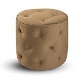 Avenue Six Curves Tufted Round ottoman. Coffee Fabric