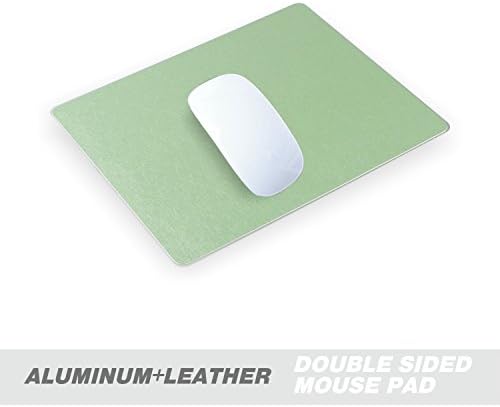 Mousepad, Ubetter® 2-in-1 Double Sided Use Aluminum Hard Mouse Pad with Genuine Leather Medium Size for Macbook / Computers / Laptops + 4 Mini Non-slip Mat - Green Leather
