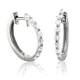 14k White Gold Circle Hoop Huggies Diamond Earrings (H-I, SI-I, 0.50 carat)
