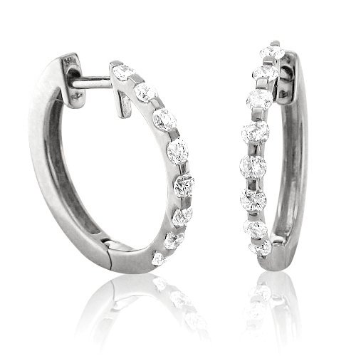 Childrens Toyshop  Jewelry : 14k White Gold Circle Hoop Huggies Diamond Earrings (H-I, SI-I, 0.50 carat)